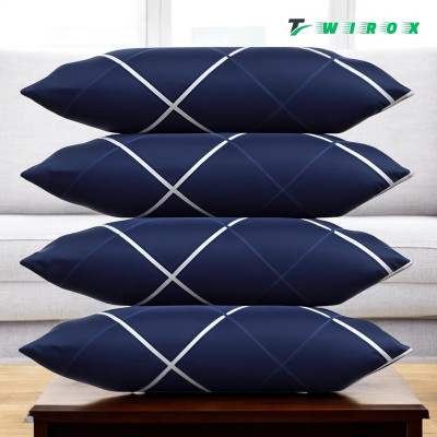 TWIROX LUXURY Cotton Solid Sleeping Pillow Pack of 4(Blue)