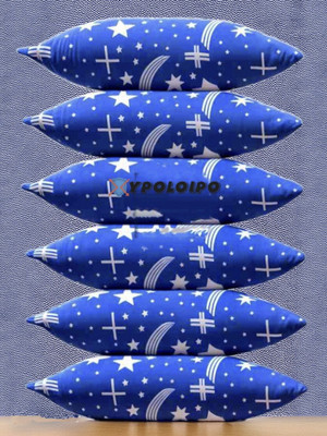 YPOLOIPO LUXURY Polyester Fibre Abstract Sleeping Pillow Pack of 6(Blue)