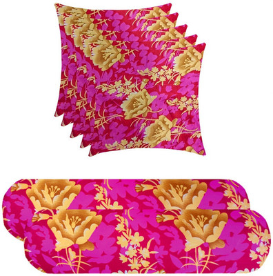 SANJU BROTHER 2 Bolester 5 Cushion Microfibre Abstract Bolster Pack of 7(Purple)