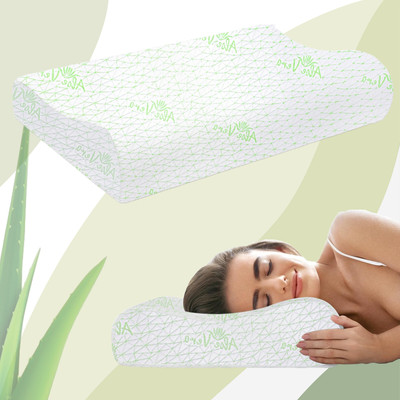 AYKA Memory Foam Solid Orthopaedic Pillow Pack of 1(White, Green)
