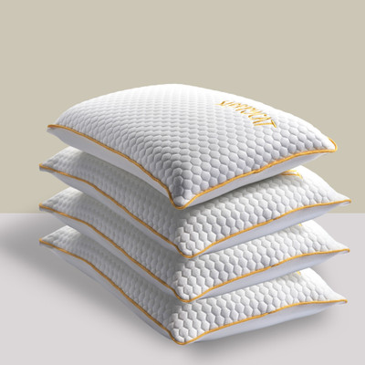 SleepyCat Bamboo Fabric Standard Size (25x16 inches) Memory Foam Solid Orthopaedic Pillow Pack of 4(White and Grey)