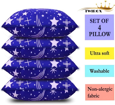 TWIROX Cotton Sleeping Pillow Pack of 4 Abstract LUXURY(Blue)
