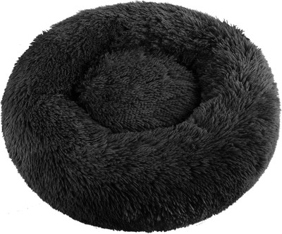 Zexsazone Round donut pet bed Polyester Fibre Animals Sleeping Pillow Pack of 2(Black)