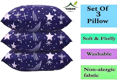 YABAN ULTRA SOFT LUXURY Polyester Fibre Abstract Sleeping Pillow Pack of 3(Blue)