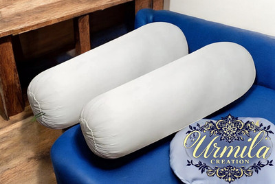 Urmila Creation Round Microfibre Solid Bolster Pack of 2(White)