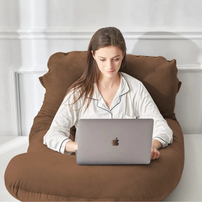 WILD MINT Ultra soft j shaped pillow Polyester Fibre Solid Pregnancy Pillow Pack of 1(Brown)
