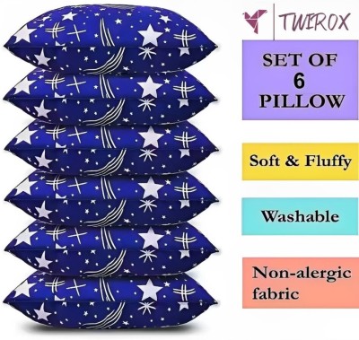 TWIROX LUXURY Polyester Fibre Abstract, Solid Sleeping Pillow Pack of 6(Blue)