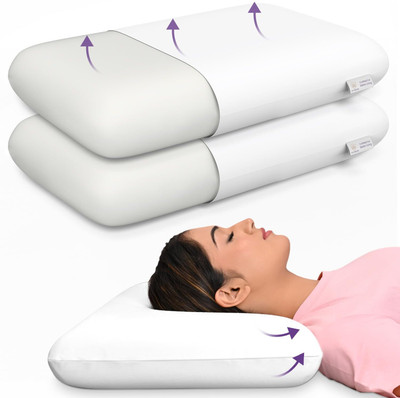 MY ARMOR Memory Foam Orthopaedic Bed Pillows for Sleeping, King-24x15x5 Inches, W/O Cover Memory Foam Solid Orthopaedic Pillow Pack of 2(White)