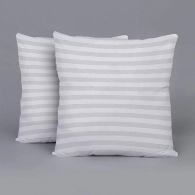 softlyf Microfibre Cushion Pack of 2 Solid Cotton Satin Striped Pillow Cushion Fillers Inserts For Bed, Sofa(White)