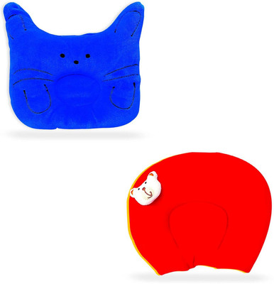 Found Fit Mustard Seeds Solid Baby Pillow Pack of 2(Red & Blue)