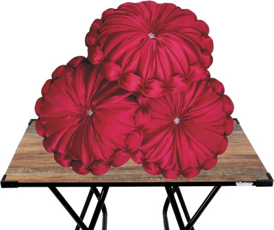 GTX Microfibre Solid Floor Cushion Pack of 3(Red)