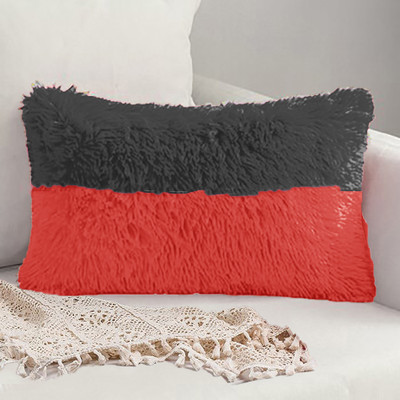 PICKKART Microfibre Solid Cushion Pack of 1(Red, Black)