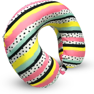 Storia Memory Foam Stripes Travel Pillow Pack of 1(Multicolor)