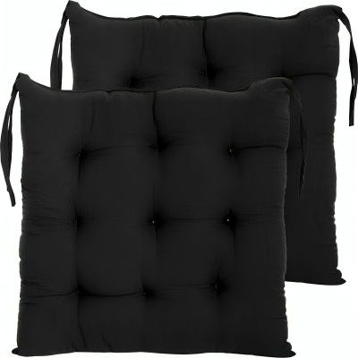 Woodcraafts chair pad Cotton Nature Cushion Pack of 2(Black)