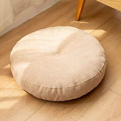 aeTHEric Microfibre Solid Floor Cushion Pack of 1(Beige)