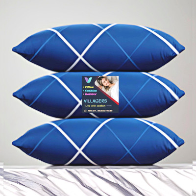 NKSNIMYSTORE LUXURY Microfibre Abstract Sleeping Pillow Pack of 3(Blue)