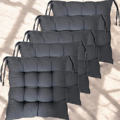 SOFT SNOOZE Soft Luxury Microfibre Solid Chair Pad Pack of 5(Grey)