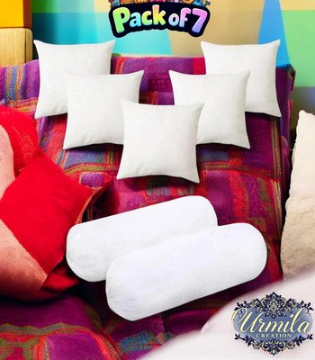 Urmila Creation Microfibre Bolster Pack of 7 Stripes 2 Bolester 5 Cushion(White)