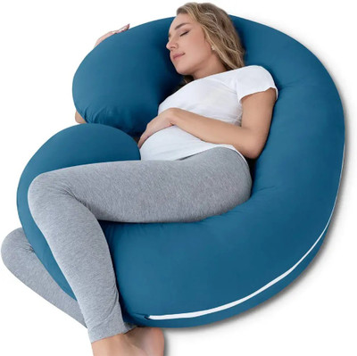 KESHAVE PHARMA C Shape Cotton Solid Pregnancy Pillow Pack of 1(Blue)