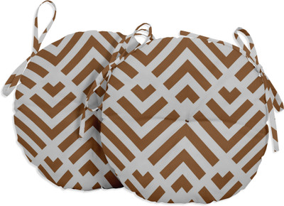 Vargottam Polyester Fibre Geometric Chair Pad Pack of 2(Tawny Brown1)