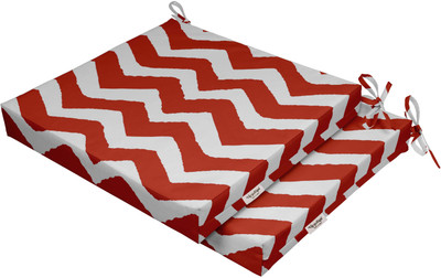 Vargottam Foam Stripes Chair Pad Pack of 2(Red1)