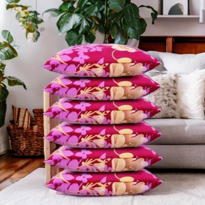 CATHROL Microfibre Abstract Sleeping Pillow Pack of 6(Pink)