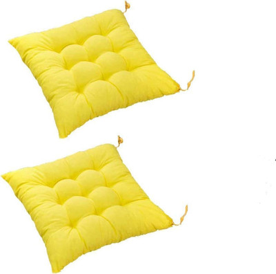 Barbican Microfibre Solid Chair Pad Pack of 2(Yellow)