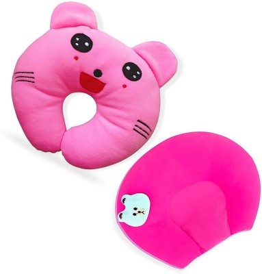 Momease Cotton Animals Baby Pillow Pack of 2(Pink & Pink)