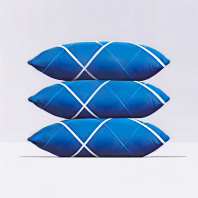 fulffystyl Microfibre Sleeping Pillow Pack of 3 Solid luxury(Blue)