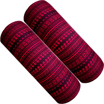GKM Microfibre Abstract Sleeping Pillow Pack of 2(Maroon, Black)