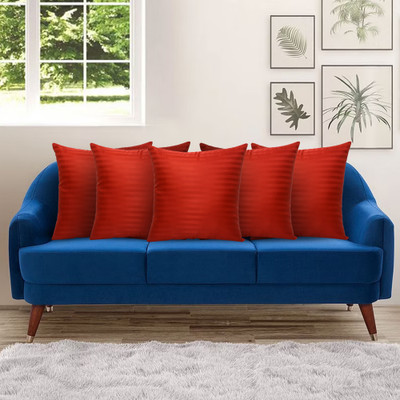 Embroco Polyester Fibre Solid Cushion Pack of 5(Red)