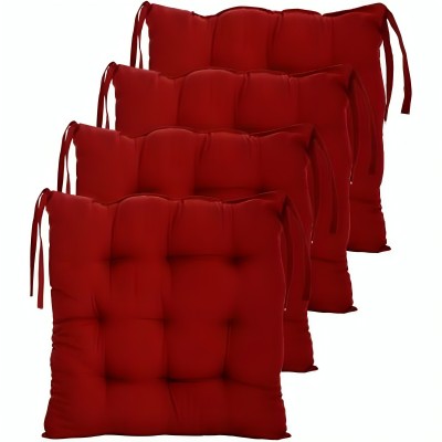 fectrep chair pad Cotton Nature Chair Pad Pack of 4(Maroon)