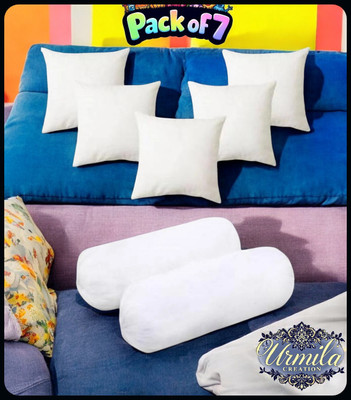 Urmila Creation Microfibre Bolster Pack of 7 Stripes 2 Bolester 5 Cushion(White)