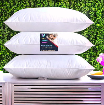 Texlux LUXURY Cotton Solid Sleeping Pillow Pack of 3(White)
