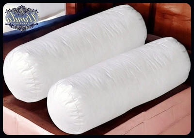 JAYOG ENTERPRISE Round Microfibre Solid Bolster Pack of 2(White)
