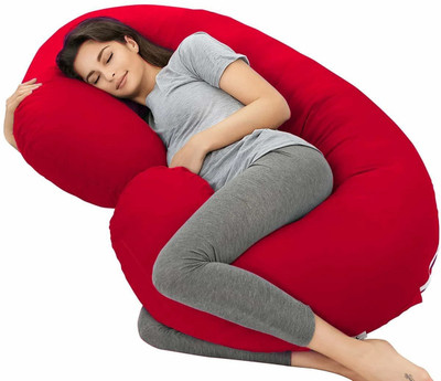 OZLY ultra soft c shaped pillow Microfibre, Polyester Fibre Solid Pregnancy Pillow Pack of 1(Red)