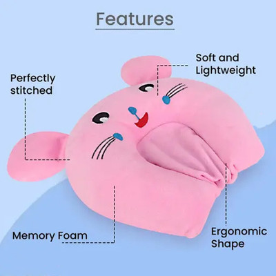 Toes Kids Microfibre Baby Pillow Pack of 1 Toons & Characters Soft & Lightweight, Head Shaping Baby Pillow | Ideal for Newborns & Toddlers |(Light Pink)