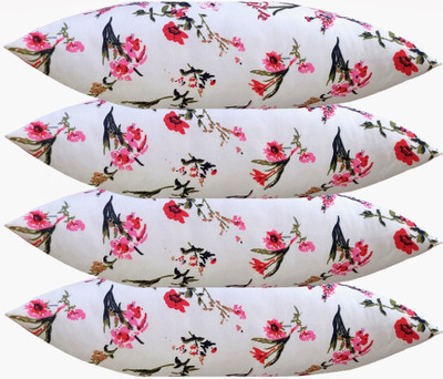 ACTOS Microfibre Floral Sleeping Pillow Pack of 4(White)