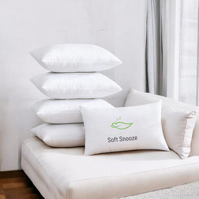 SOFT SNOOZE Luxury Microfibre Solid Sleeping Pillow Pack of 5(White)