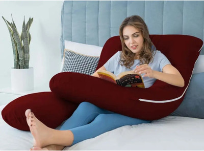 WINX U Shape Ultra Soft Pregnancy Piloow Polyester Fibre Solid Pregnancy Pillow Pack of 1(Maroon)
