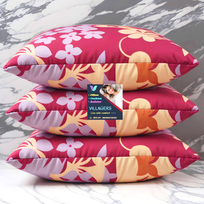 Tecsun FLOWER Microfibre Abstract Sleeping Pillow Pack of 3(Pink)