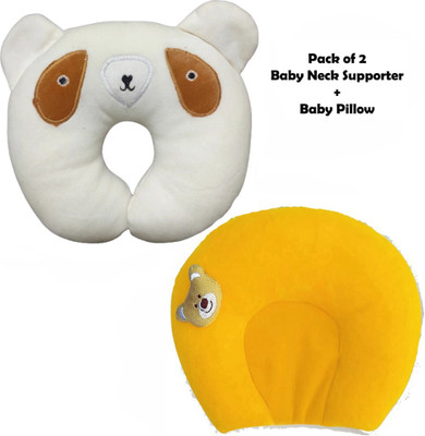 Ehouseall Store Mustard Seeds, Cotton Baby Pillow Pack of 2 Toons & Characters, Smiley(White Panda and Light Yellow U)