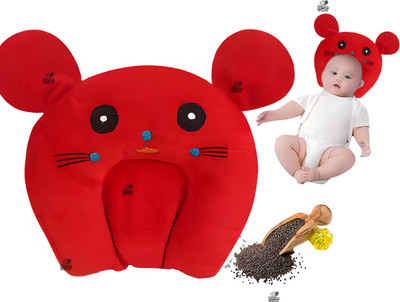 Kotton Candy Rai Pillow Velvet, Baby Head Shaping Takiya Soft Pillow Infant Mustard Seeds Toons & Characters Baby Pillow Pack of 1(Red)