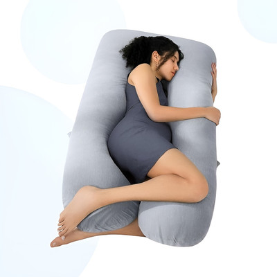 Texlux Microfibre Pregnancy Pillow Pack of 1 Solid U-Shape(Grey)