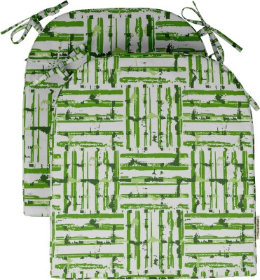 Vargottam Polyester Fibre Geometric Chair Pad Pack of 2(Pear Green)
