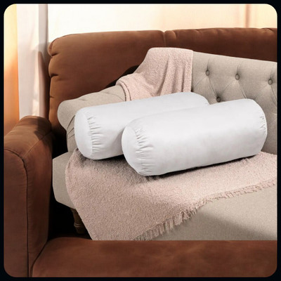 Urmila Creation Polyester Fibre Bolster Pack of 2 Solid(White)