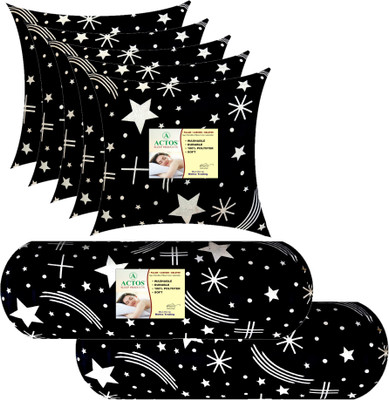 ACTOS 5 Cushion And 2 Microfibre Geometric Bolster Pack of 7(Black5)