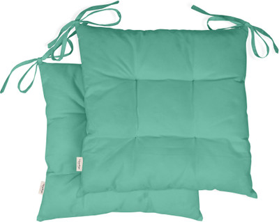 Vargottam Polyester Fibre Solid Chair Pad Pack of 2(Aquamarine)