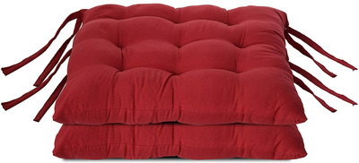 hanumant enterprises Cotton Solid Chair Pad Pack of 2(Red)