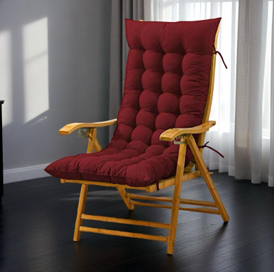 SOFT SNOOZE Microfibre Chair Pad Pack of 1 Solid Soft Ultra Luxury(Maroon)